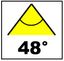 Stralingshoek: 48 graden.