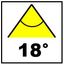 Stralingshoek: 18 graden.